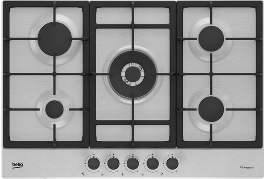 Beko HIAW75225SXE 75cm Gas Hob with Front Knob Controls - Stainless Steel