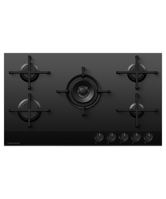 Fisher & Paykel CG905DNGGB4 90cm Gas Hob - Black Glass