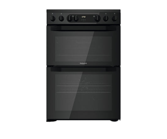 Hotpoint HDEU67V9C2B/UK 60cm Double Oven Electric Cooker with Ceramic Hob - Black