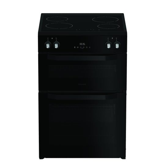Hotpoint HDME6VDC2AB 60cm Double Oven Electric Cooker with Ceramic Hob - Black