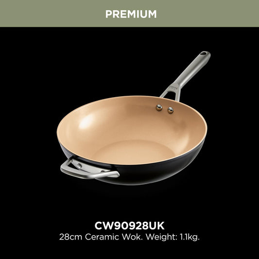 Ninja CW90928UK ExtendedLife Ceramic 28cm Wok - Apricot