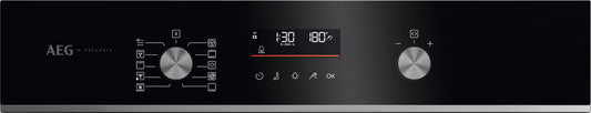 AEG GA5PB50FAB 59.5cm Built In Electric Single Oven - Gloss Black with Steel Trim