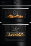 AEG GE7CP61FB 59.4cm Built In Electric Double Oven - Gloss Black with Steel Trim