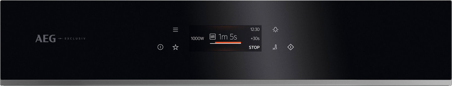 AEG GK7NK62FB 59.5cm Compact Combi Microwave Oven - Gloss Black with Steel Trim