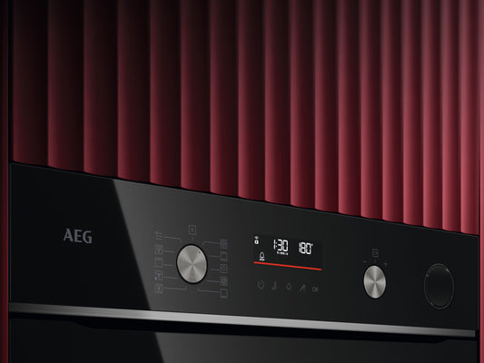 AEG GR6PB52FSB 59.6cm Built In Electric Single Oven - Gloss Black with Steel Trim