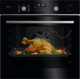 AEG GR6PB52FSB 59.6cm Built In Electric Single Oven - Gloss Black with Steel Trim