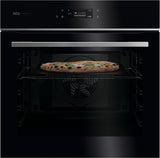 AEG GX7PB63FSB 59.6cm Built In Electric Single Oven - Gloss Black with Steel Trim