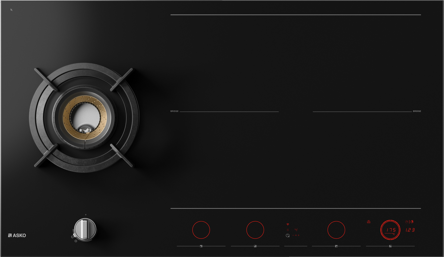 ASKO HIG89524BGB1 90cm 5 Zone Induction/Gas Hob - Black