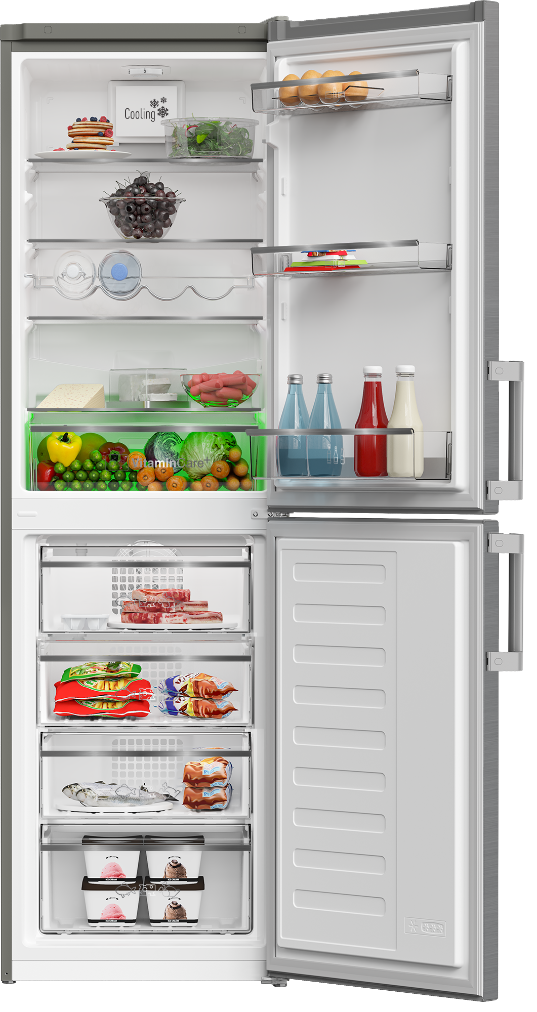 Blomberg KGM4574VPS VitaminCare+ 54cm 50/50 Frost Free Fridge Freezer - Stainless Steel Effect