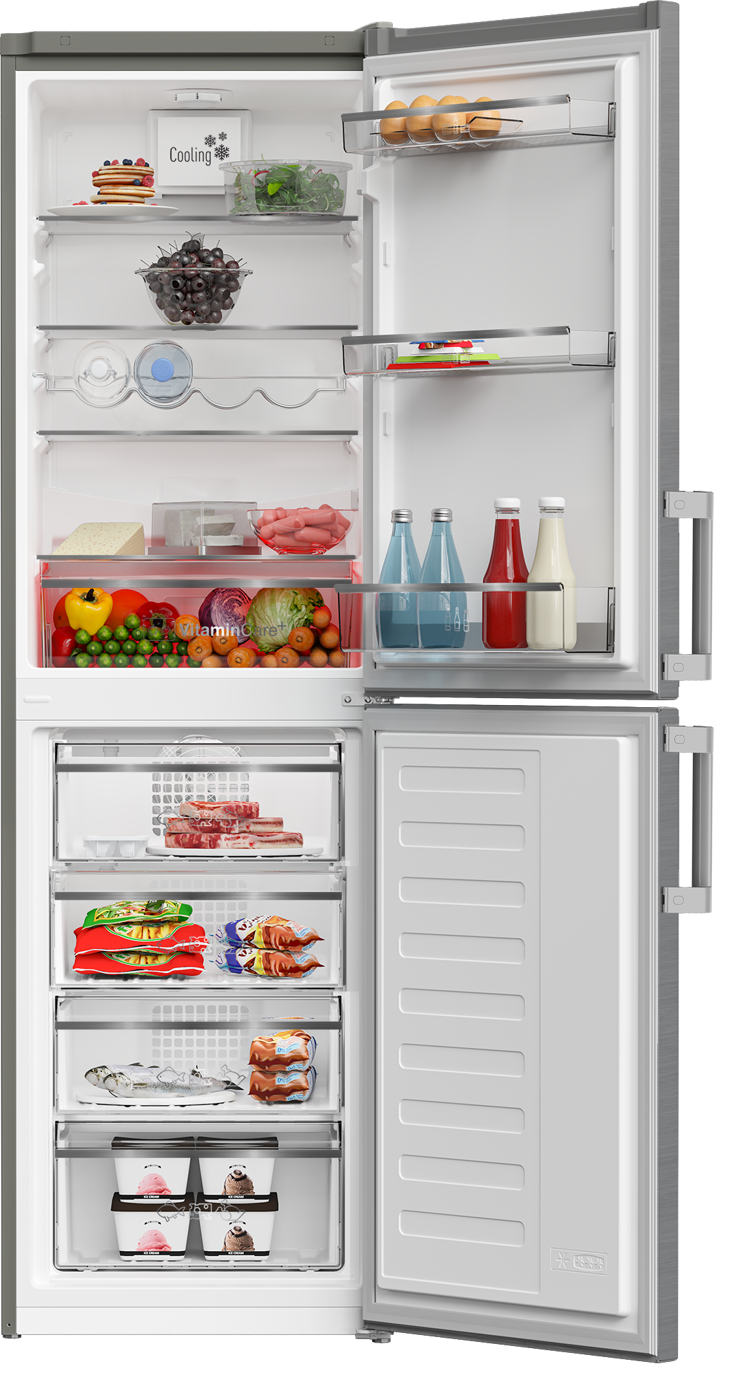 Blomberg KGM4574VPS VitaminCare+ 54cm 50/50 Frost Free Fridge Freezer - Stainless Steel Effect