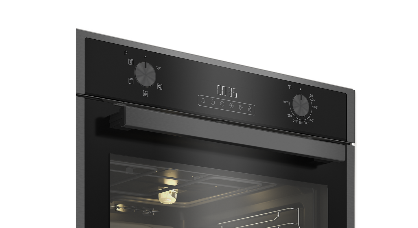 Blomberg ROEN9202DX 59.4cm Built In Single AeroChef Oven - Dark Steel