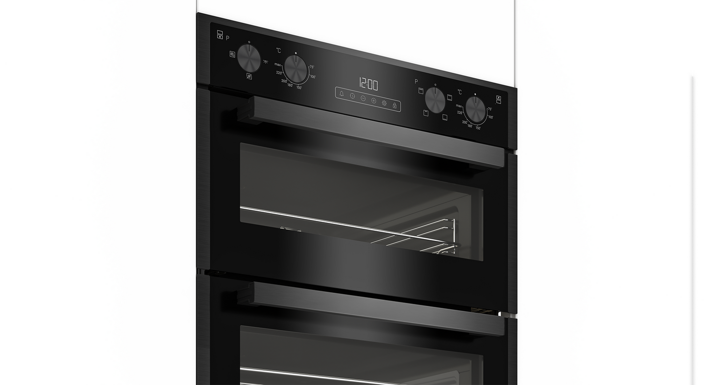 Blomberg ROTN9202DX 59.4cm Built-Under Electric Double Oven - Dark Steel