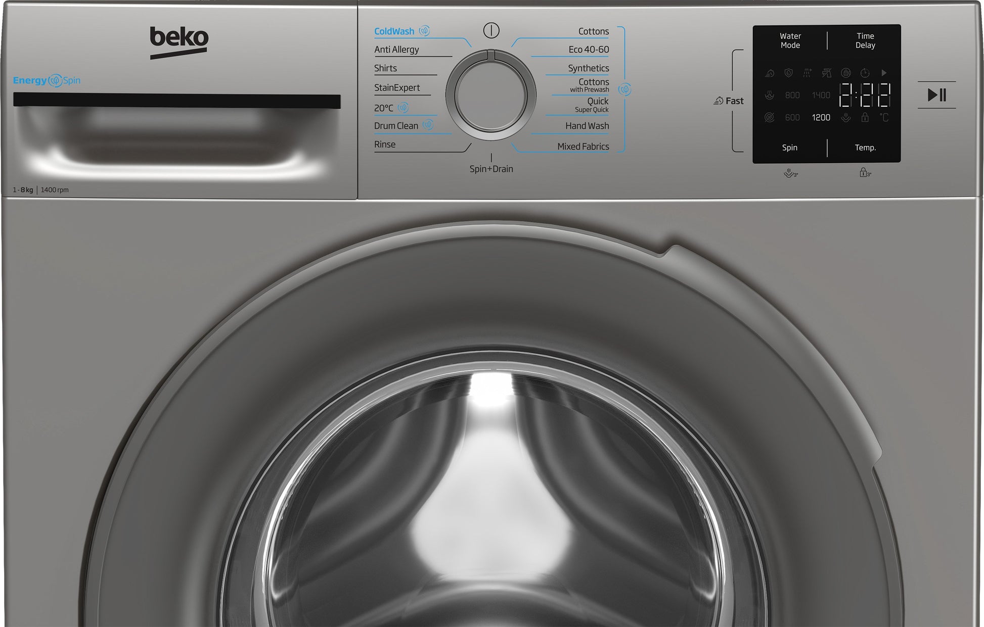 Beko BMN3WT3841S 8kg 1400 Spin EnergySpin Washing Machine - Silver
