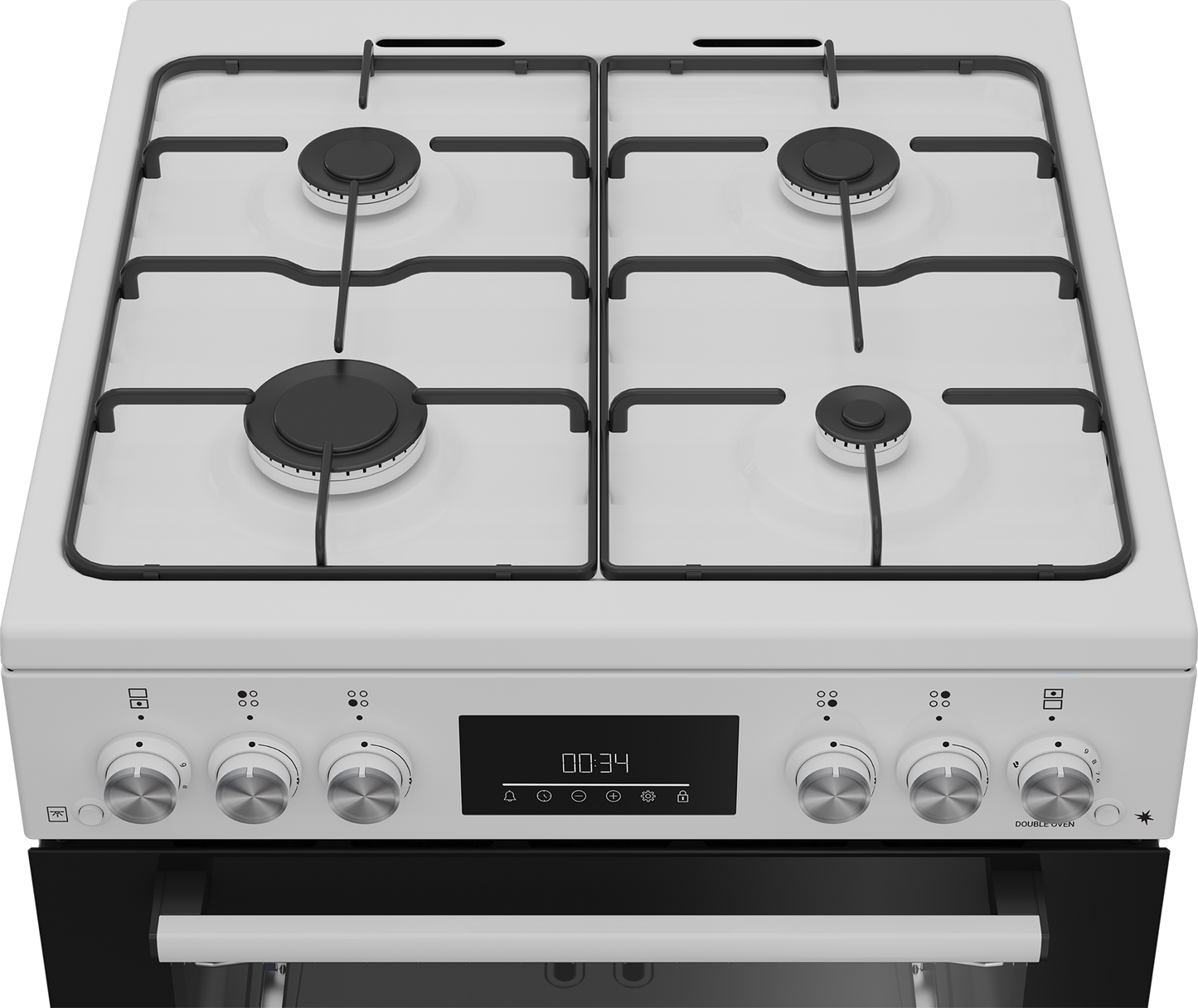 Beko EDG6231W 60cm Double Oven Gas Cooker with Gas Hob - White