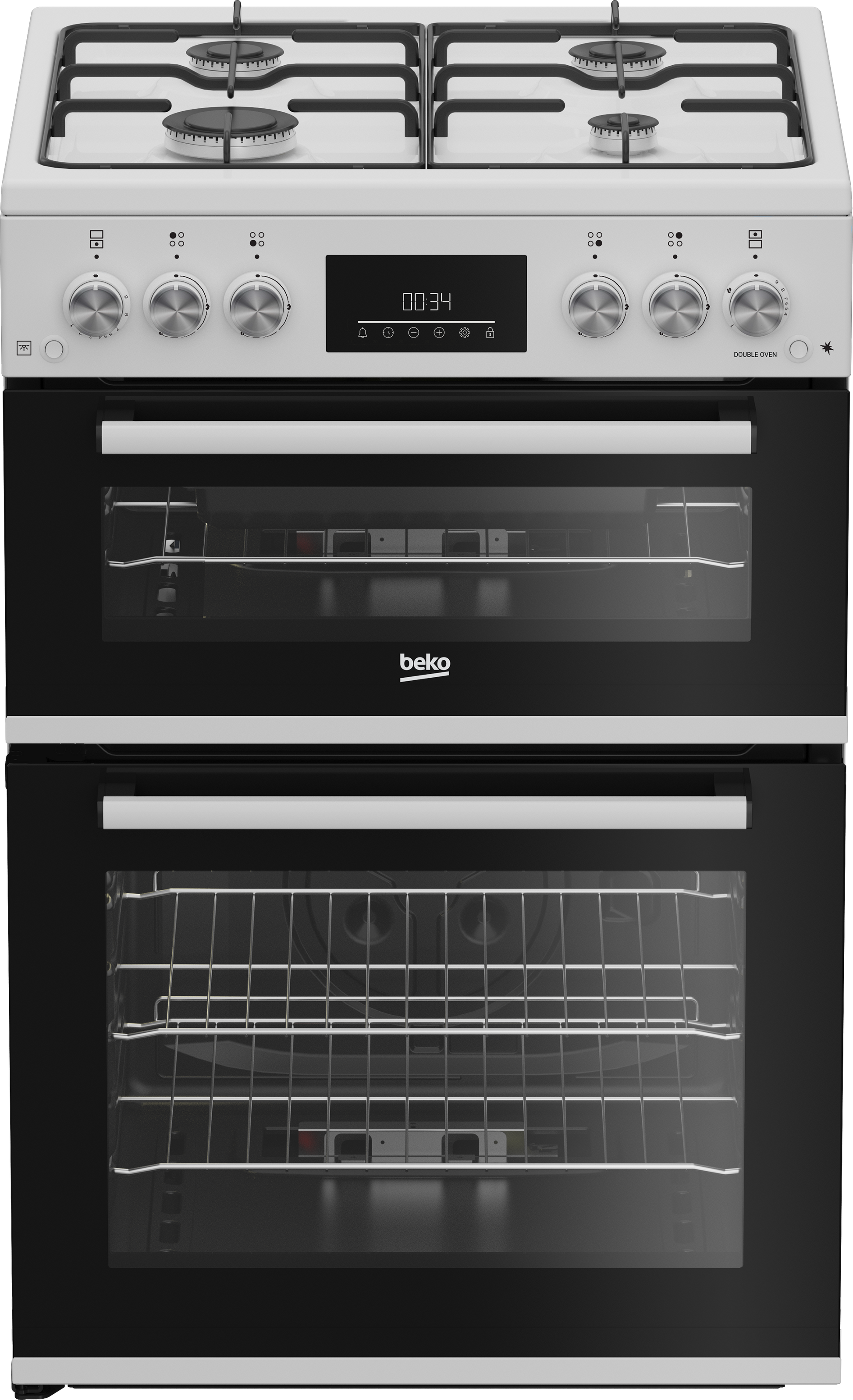 Beko EDG6231W 60cm Double Oven Gas Cooker with Gas Hob - White