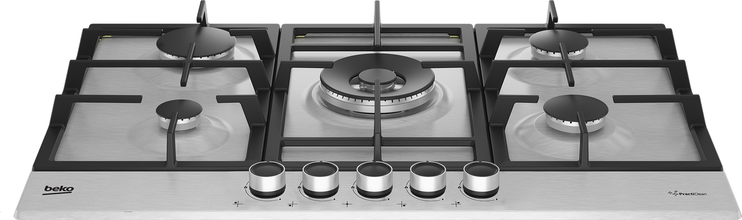 Beko HIAW75225SXE 75cm Gas Hob with Front Knob Controls - Stainless Steel