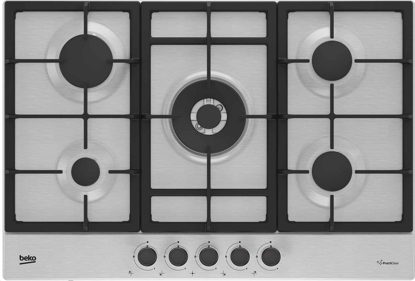 Beko HIAW75225SXE 75cm Gas Hob with Front Knob Controls - Stainless Steel