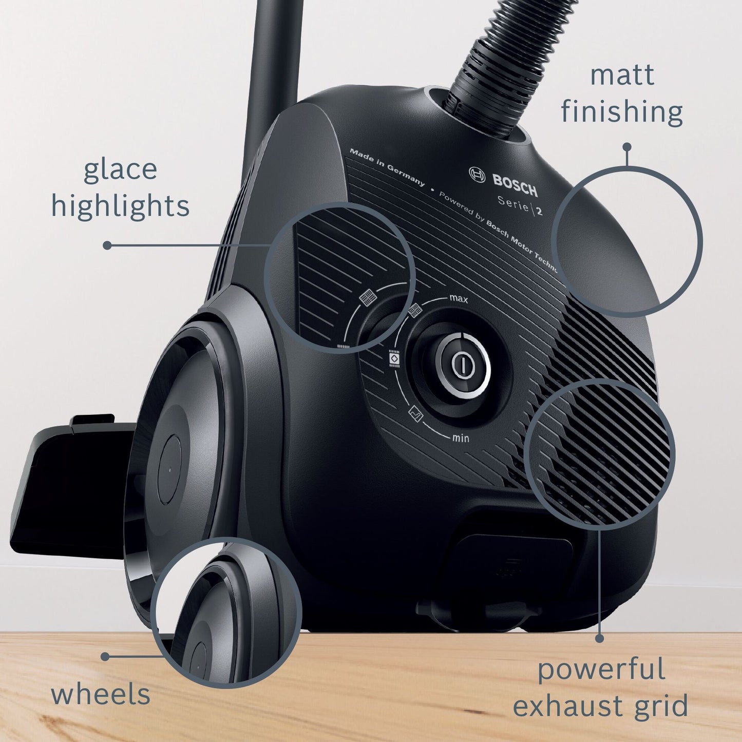 Bosch BGBS2BA1GB 600W 3kg Bagged Cylinder Vacuum Cleaner - Black