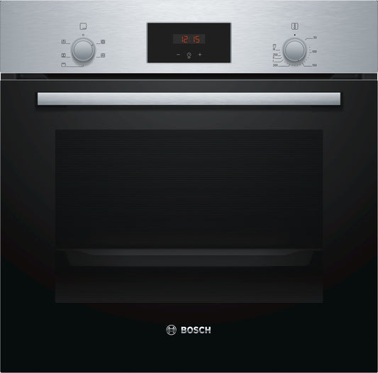 Bosch HHF113BR0B 59.4cm Serie 2 Built In Electric Single Oven with 3D Hot Air - Stainless Steel