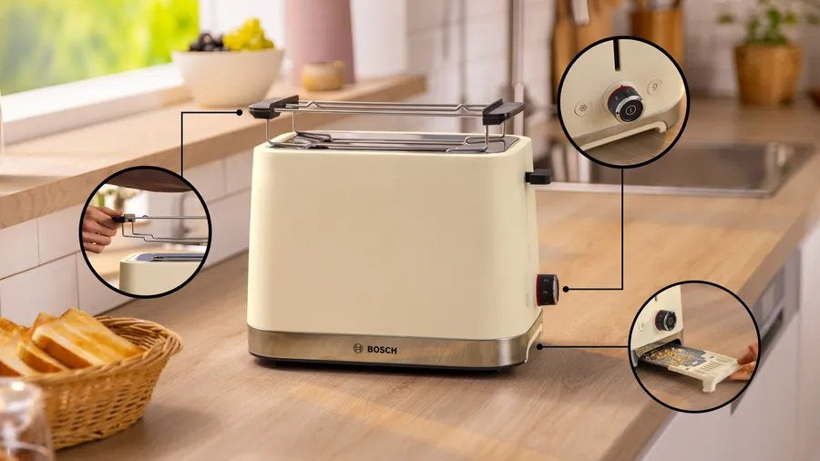 Bosch TAT4M227GB 2 Slice Toaster - Cream