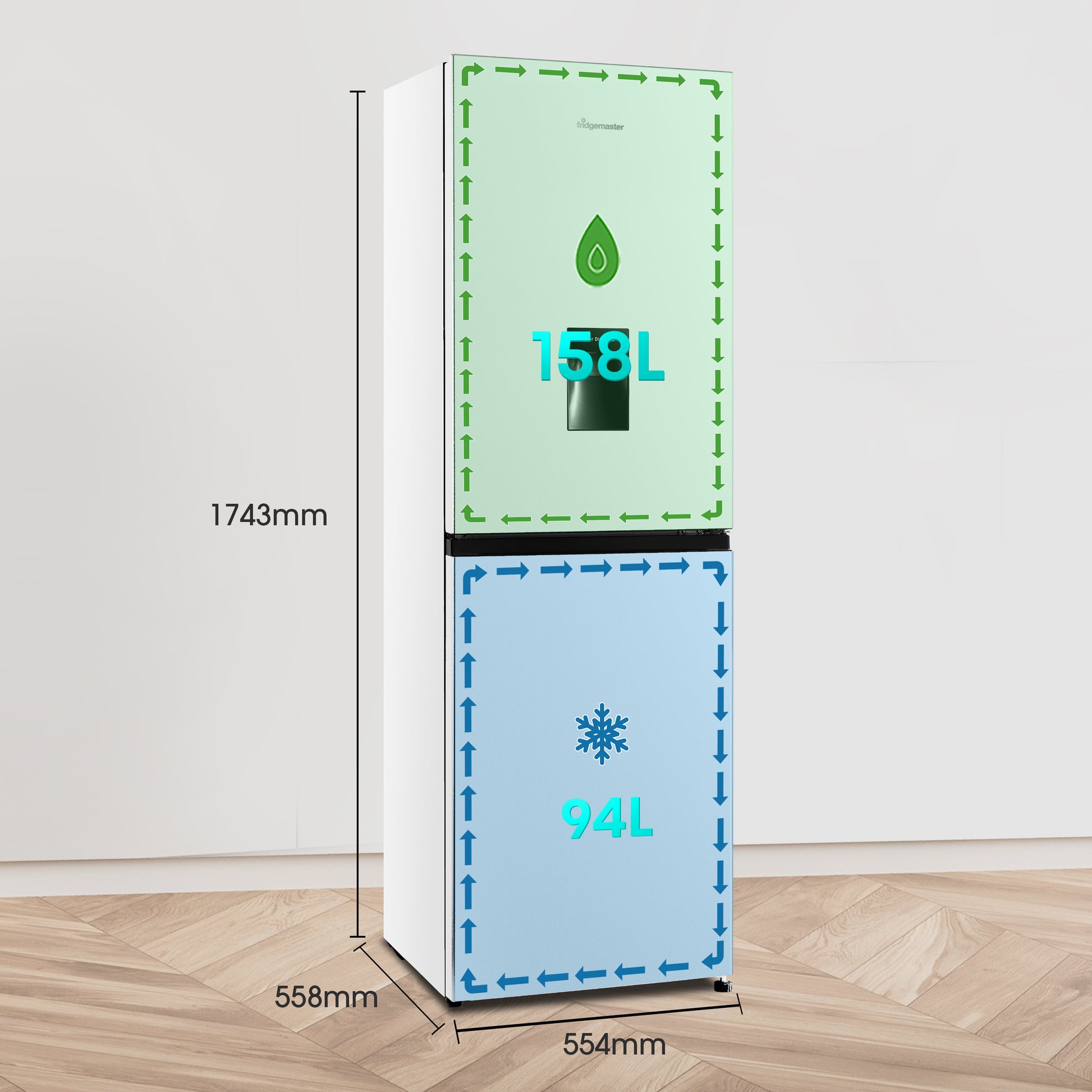 Fridgemaster MC55240DE 50/50 Non-Plumbed Freestanding Fridge Freezer – White