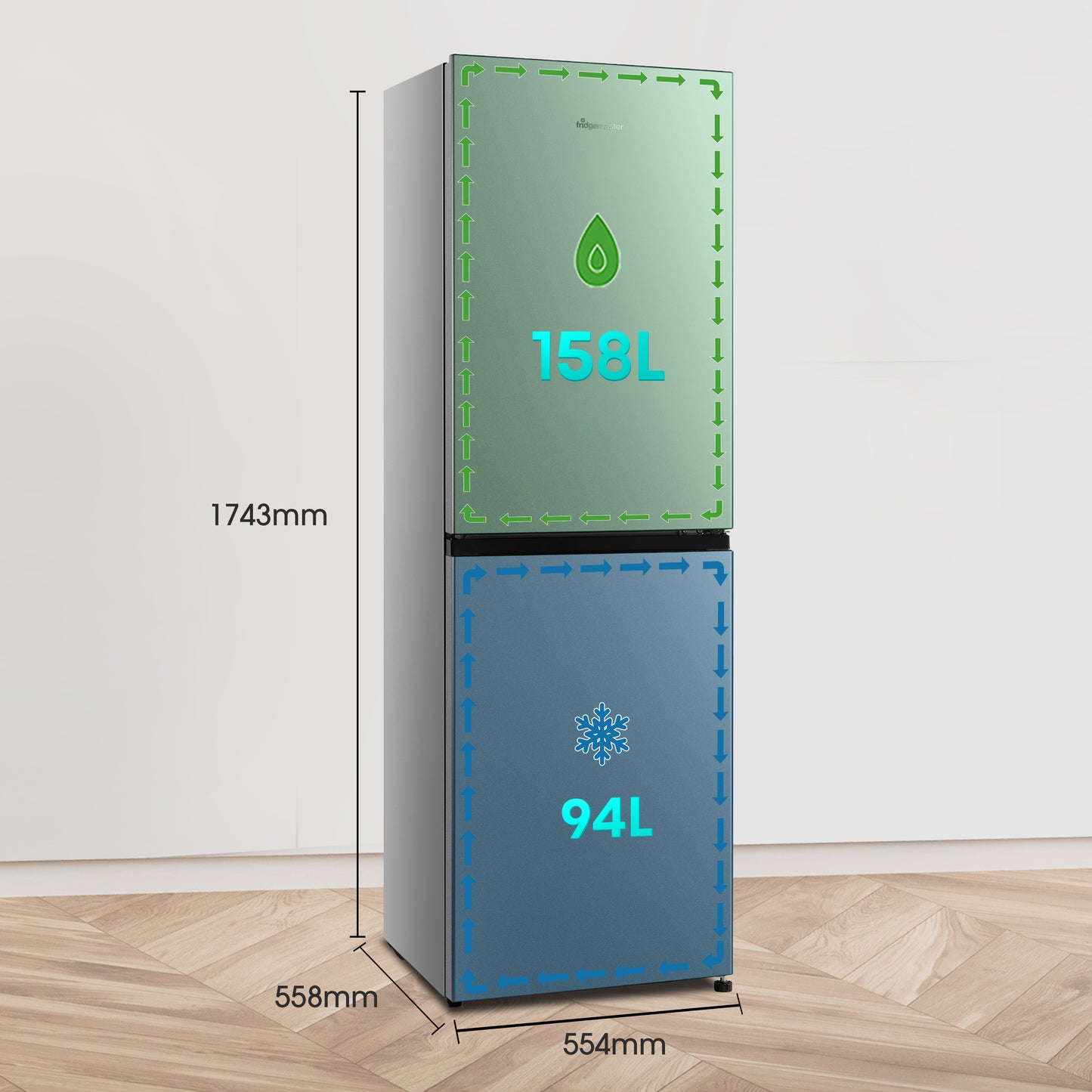 Fridgemaster MC55240ES 50/50 Freestanding Fridge Freezer – Silver