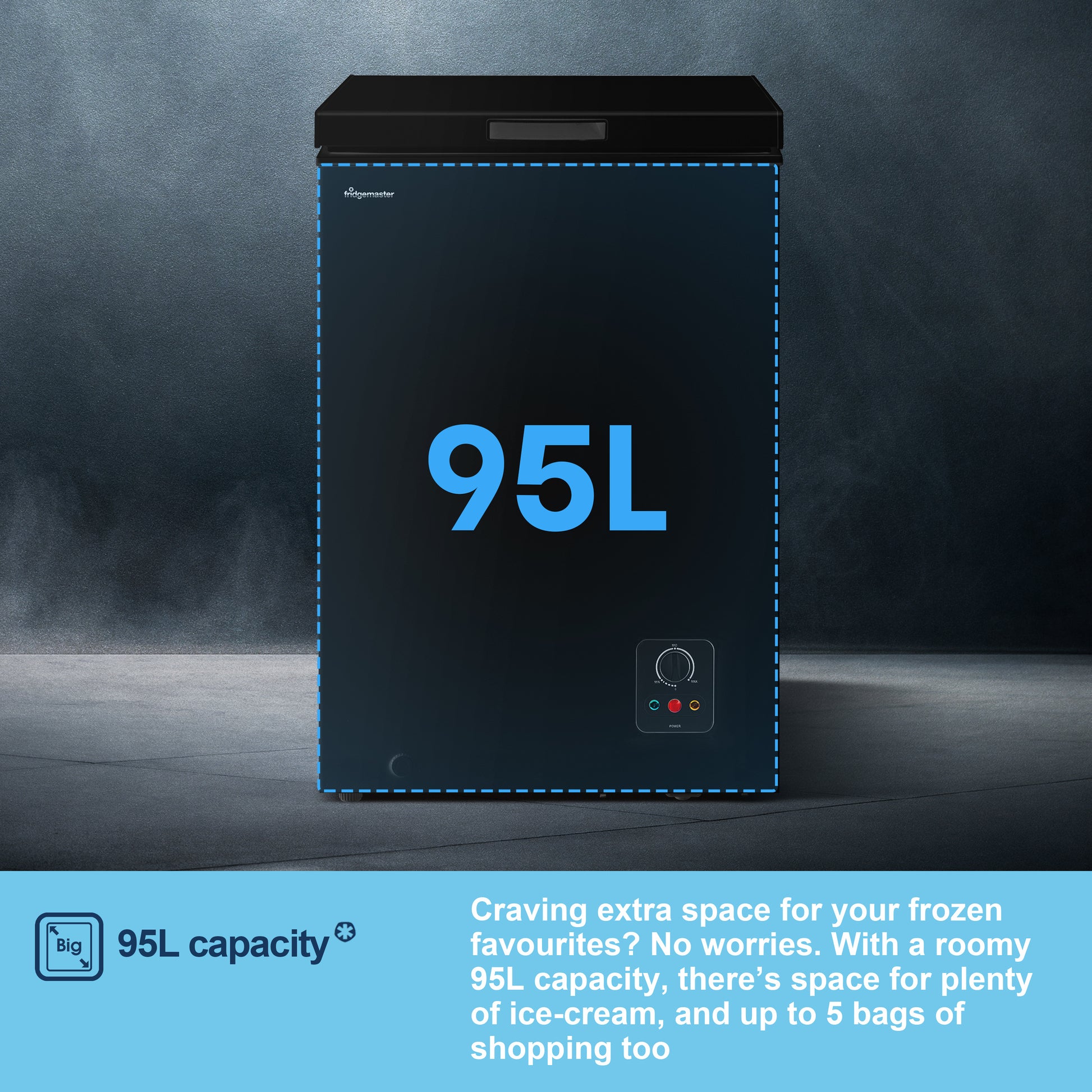 Fridgemaster MCF96EB 95L Freestanding Chest Freezer - Black