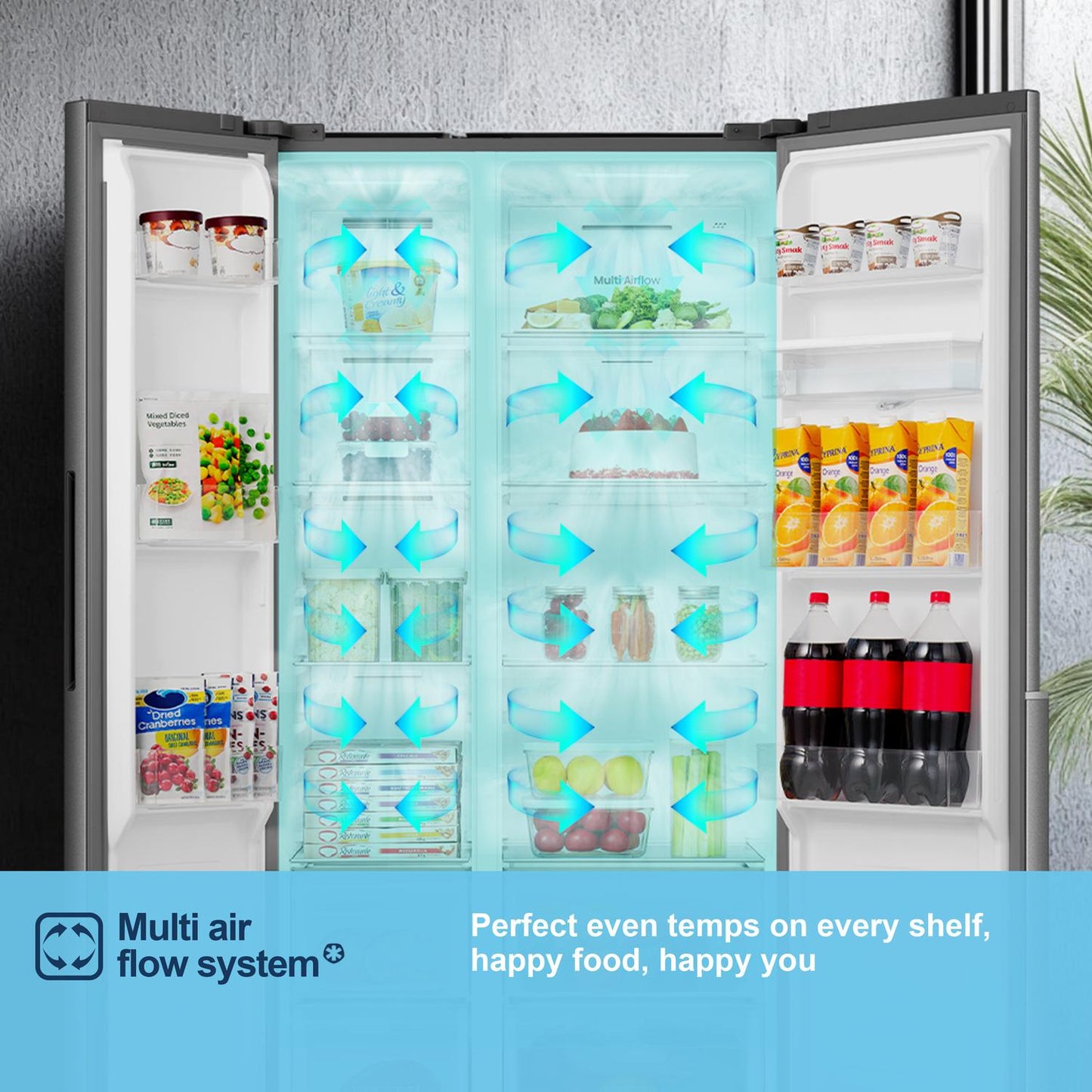 Fridgemaster MS91558DES 91.1cm 60/40 Total No Frost American Fridge Freezer - Silver