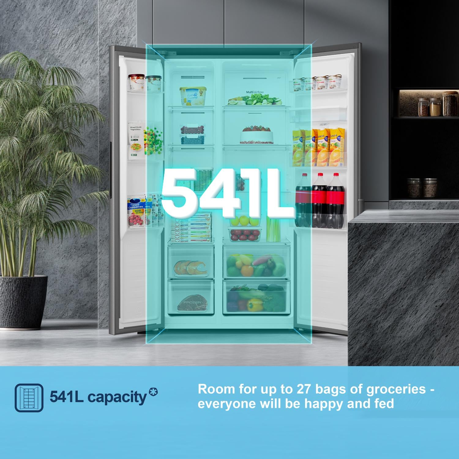 Fridgemaster MS91558DES 91.1cm 60/40 Total No Frost American Fridge Freezer - Silver