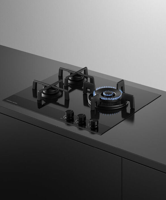 Fisher & Paykel CG603DNGGB4 60cm 3 Burner Gas Hob - Black Glass