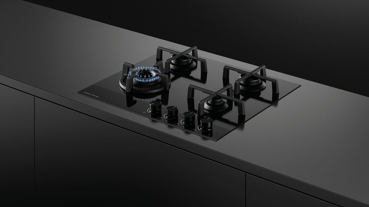 Fisher & Paykel CG604DLPGB4 60cm  4 Burner Gas Hob in Black Glass
