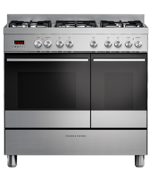 Fisher & Paykel OR90L7DBGFX1 90cm Dual Fuel 5 Burner Range Cooker - Stainless Steel