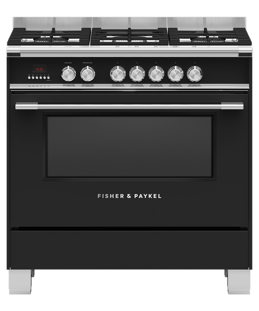 Fisher & Paykel OR90SCG4B1 90cm Dual Fuel 5 Burner Range Cooker - Black