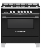 Fisher & Paykel OR90SCG4B1 90cm Dual Fuel 5 Burner Range Cooker - Black
