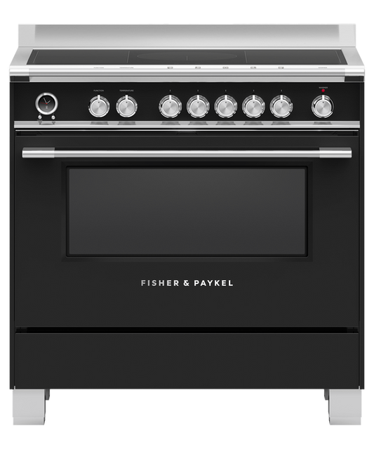 Fisher & Paykel OR90SCI6B1 90cm 5 Zone Induction Pyrolytic Cooker - Black