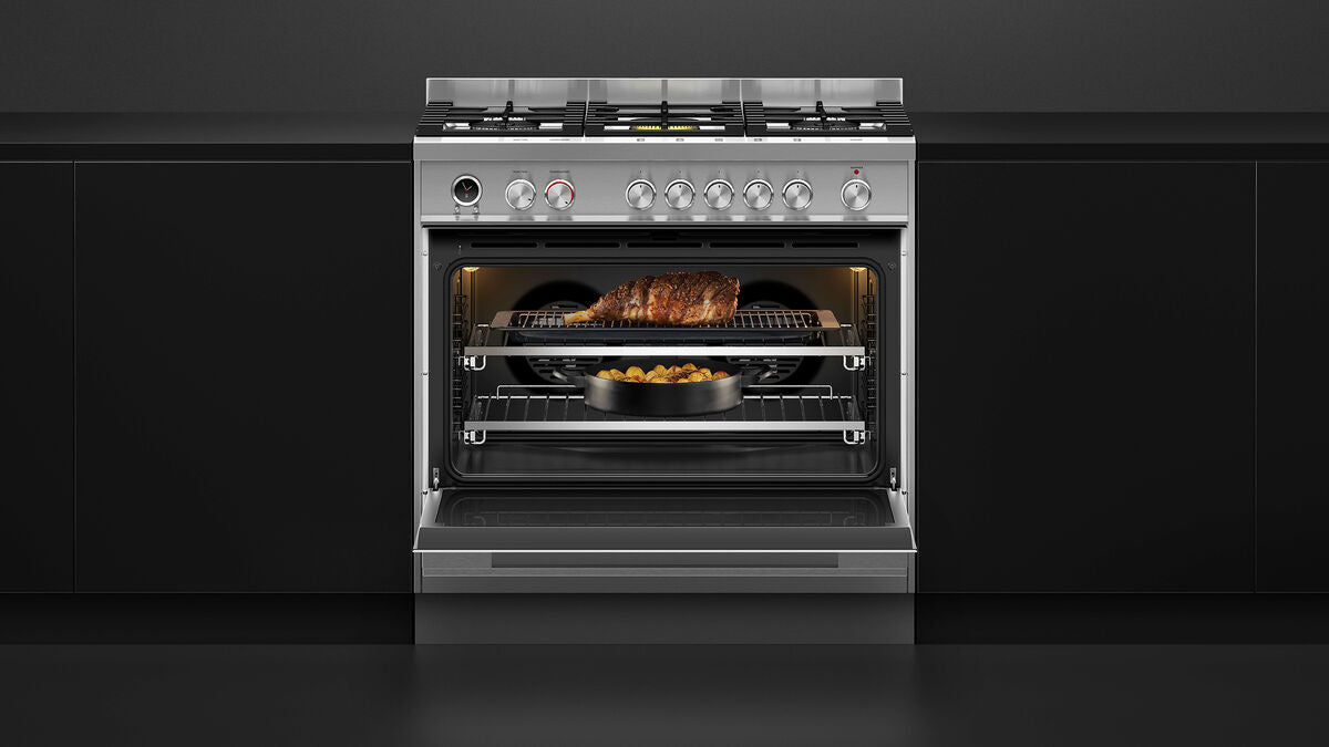 Fisher & Paykel OR90SDG6X1 90cm Dual Fuel Range Cooker with Gas Hob and Pyrolytic Cleaning - Stainless Steel