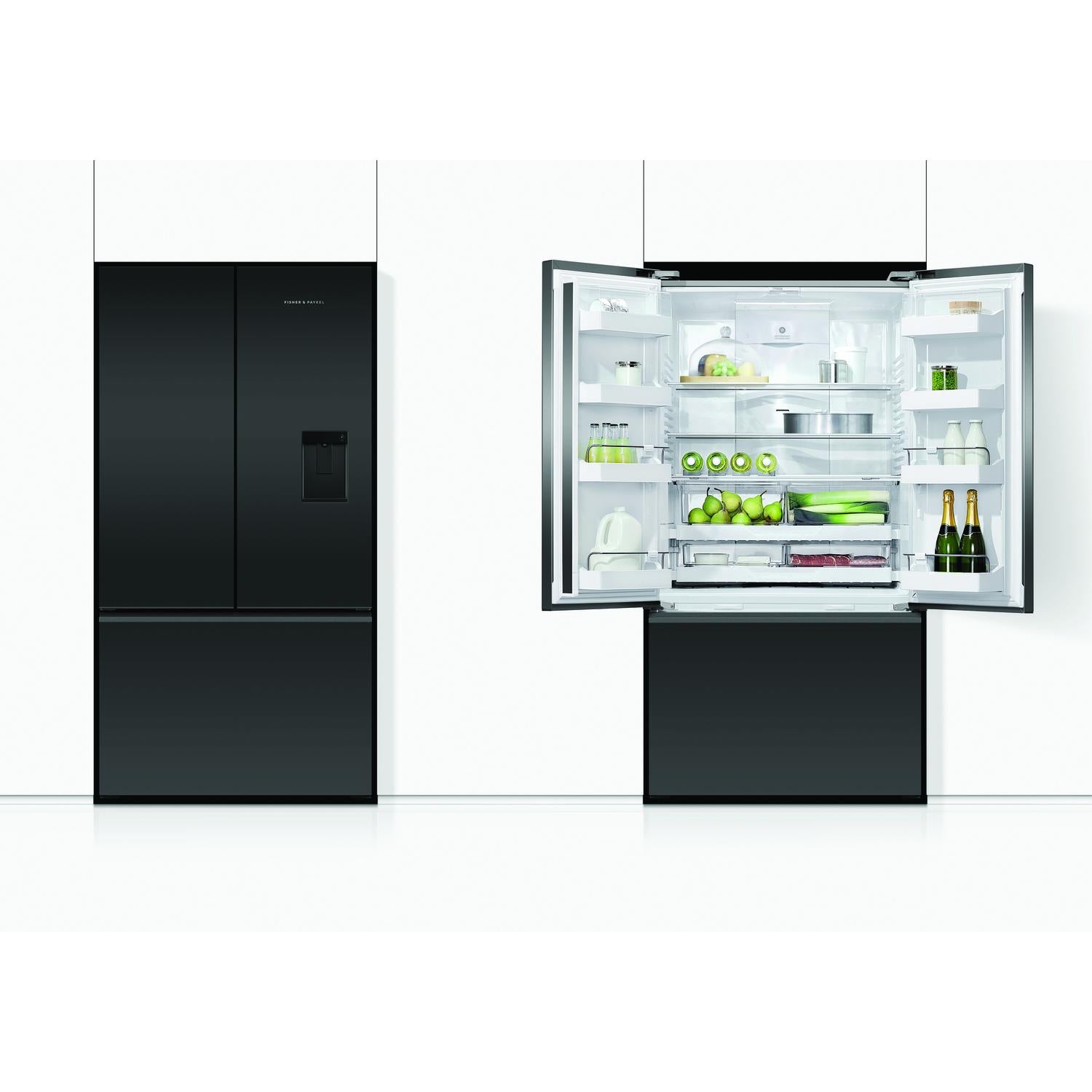 Fisher & Paykel RF540AZUB6 90cm 70/30 Frost Free American Fridge Freezer - Black Stainless Steel