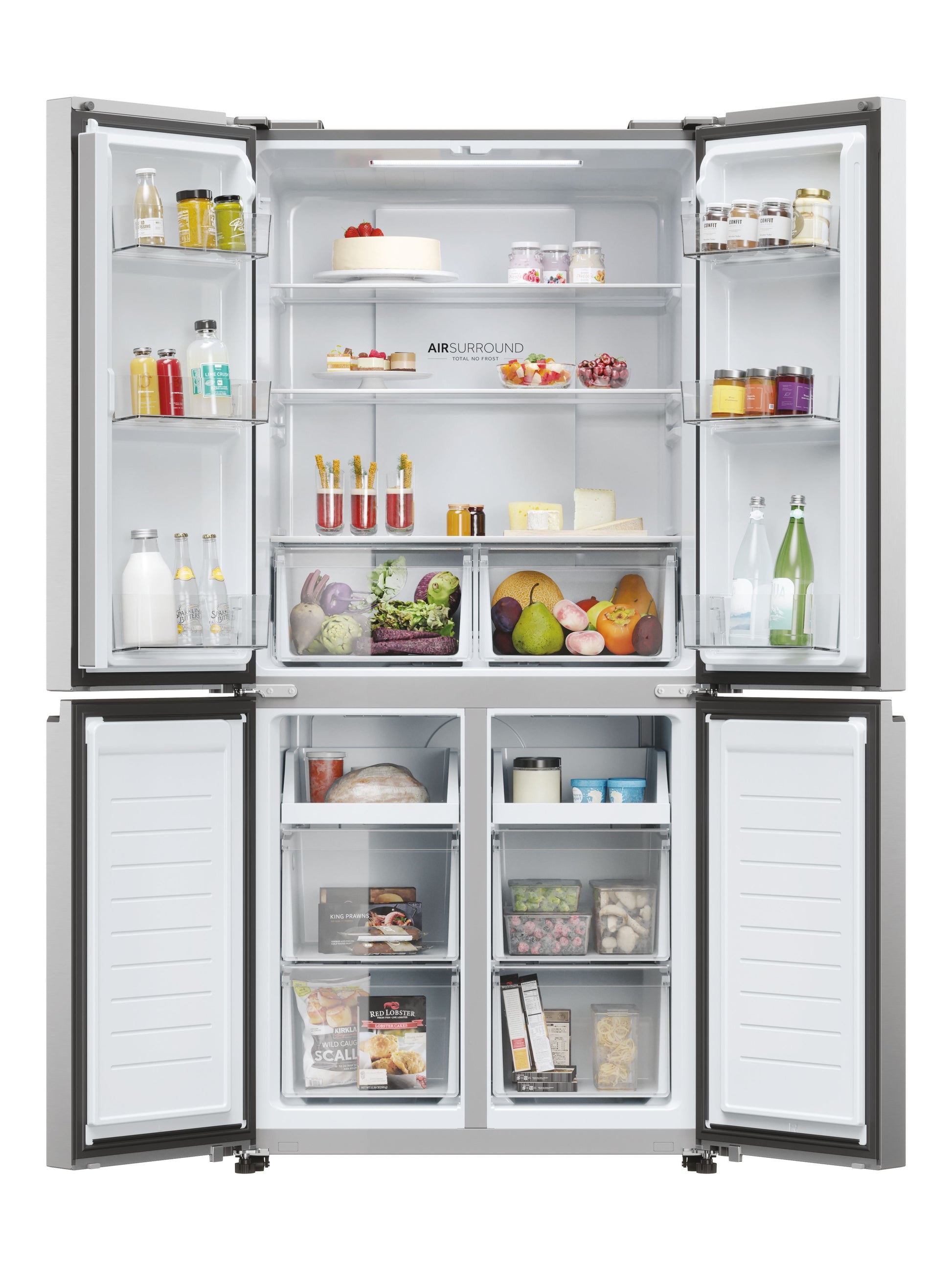 Haier HCR3818ENMM 83.3cm 60/40 Frost Free Multi Door Fridge Freezer - Inox