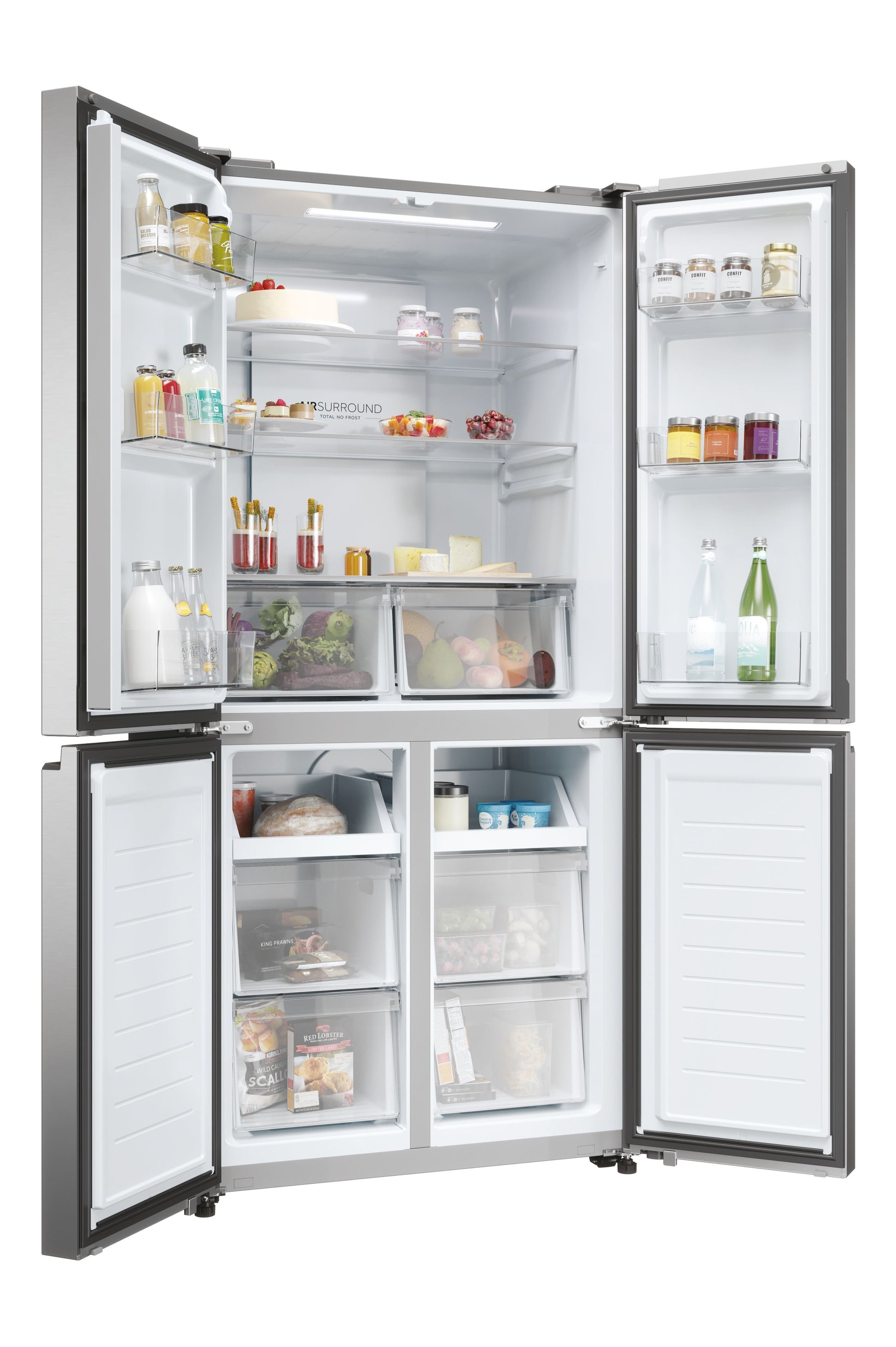 Haier HCR3818ENMM 83.3cm 60/40 Frost Free Multi Door Fridge Freezer - Inox