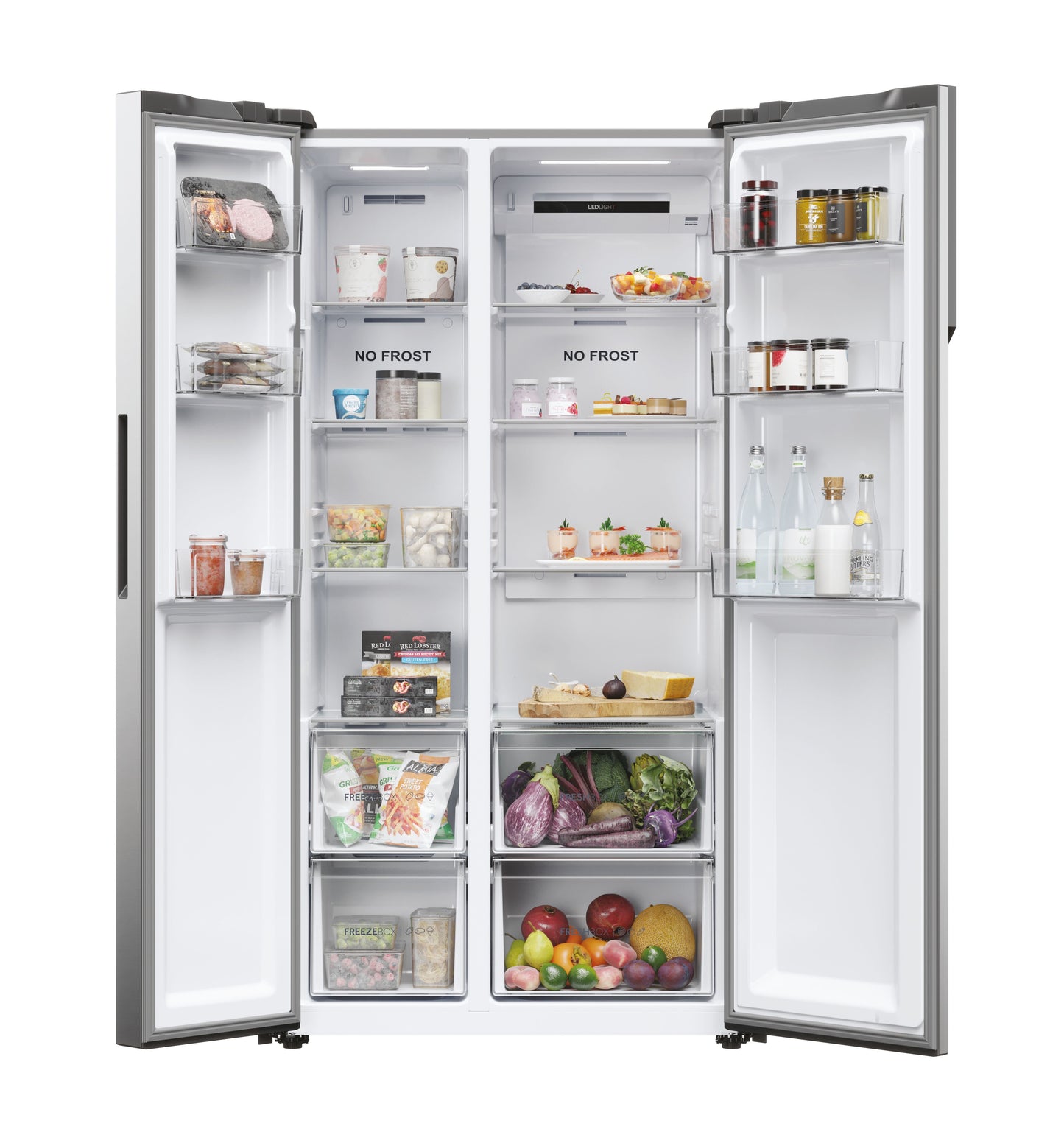 Haier HSR5918DNMP 90.5cm 70/30 Frost Free Fridge Freezer - Pt. Inox