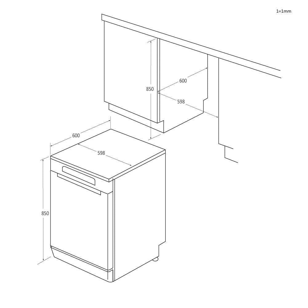 Haier XF 6B2M3BX-80 Dishwasher - Silver - 16 Place Settings