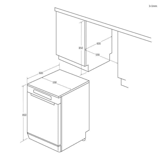 Haier XF 6B2M3BX-80 Dishwasher - Silver - 16 Place Settings