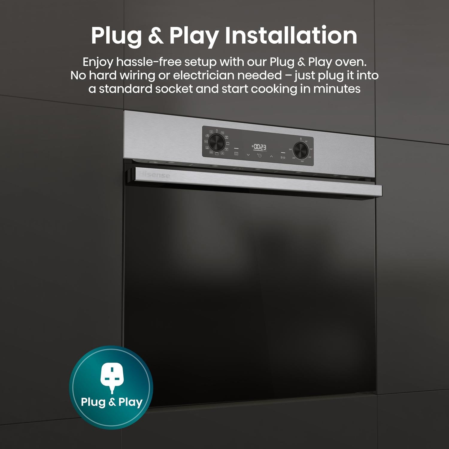 Hisense BI622AXPGUK 59.5cm Built In Electric Single Oven - Black & Stainless Steel