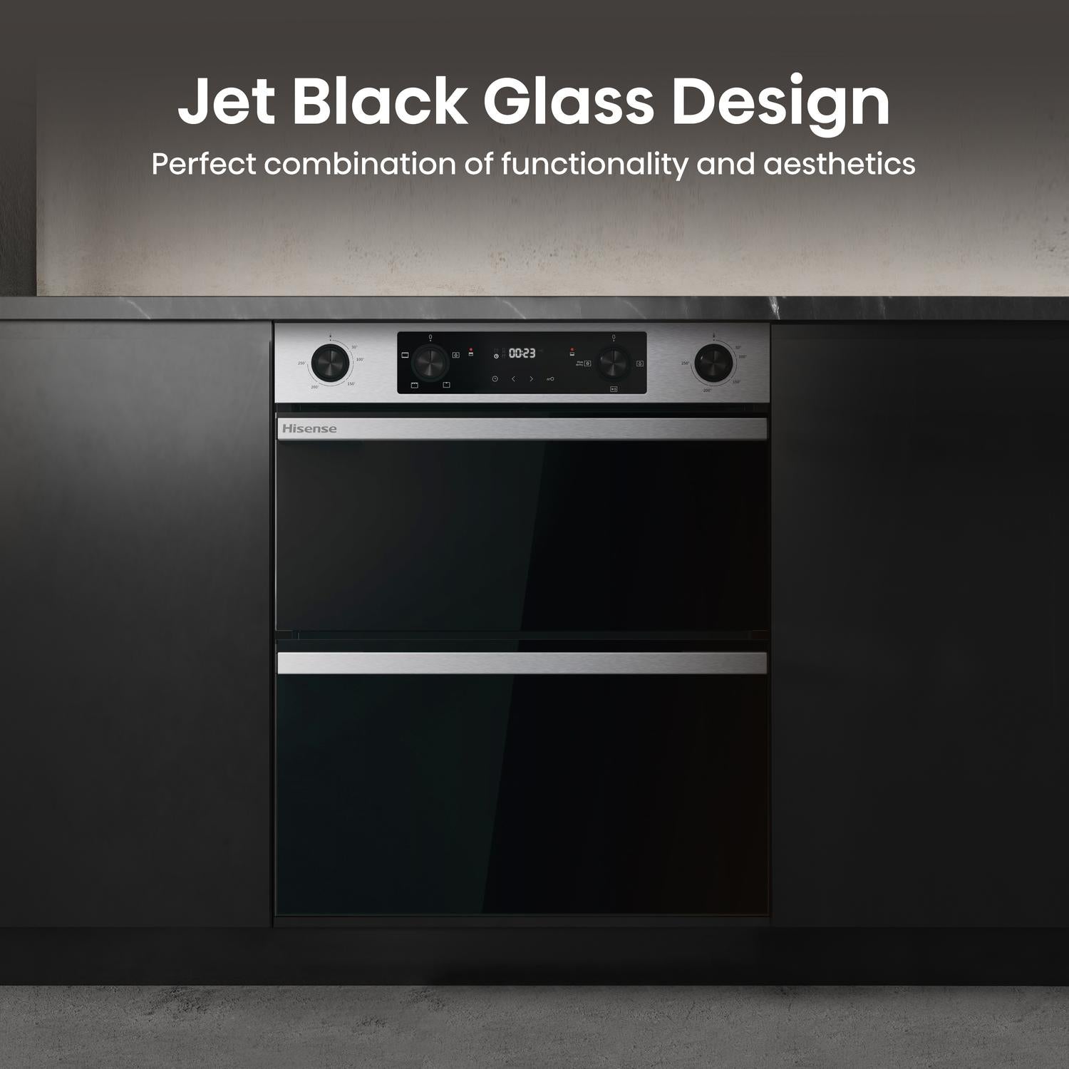 Hisense BUD714221CX 594cm Built Under Electric Double Oven - Black & Stainless Steel