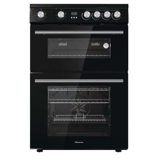 Hisense HDE3211BBUK 60cm Double Oven Electric Cooker with Ceramic Hob - Black