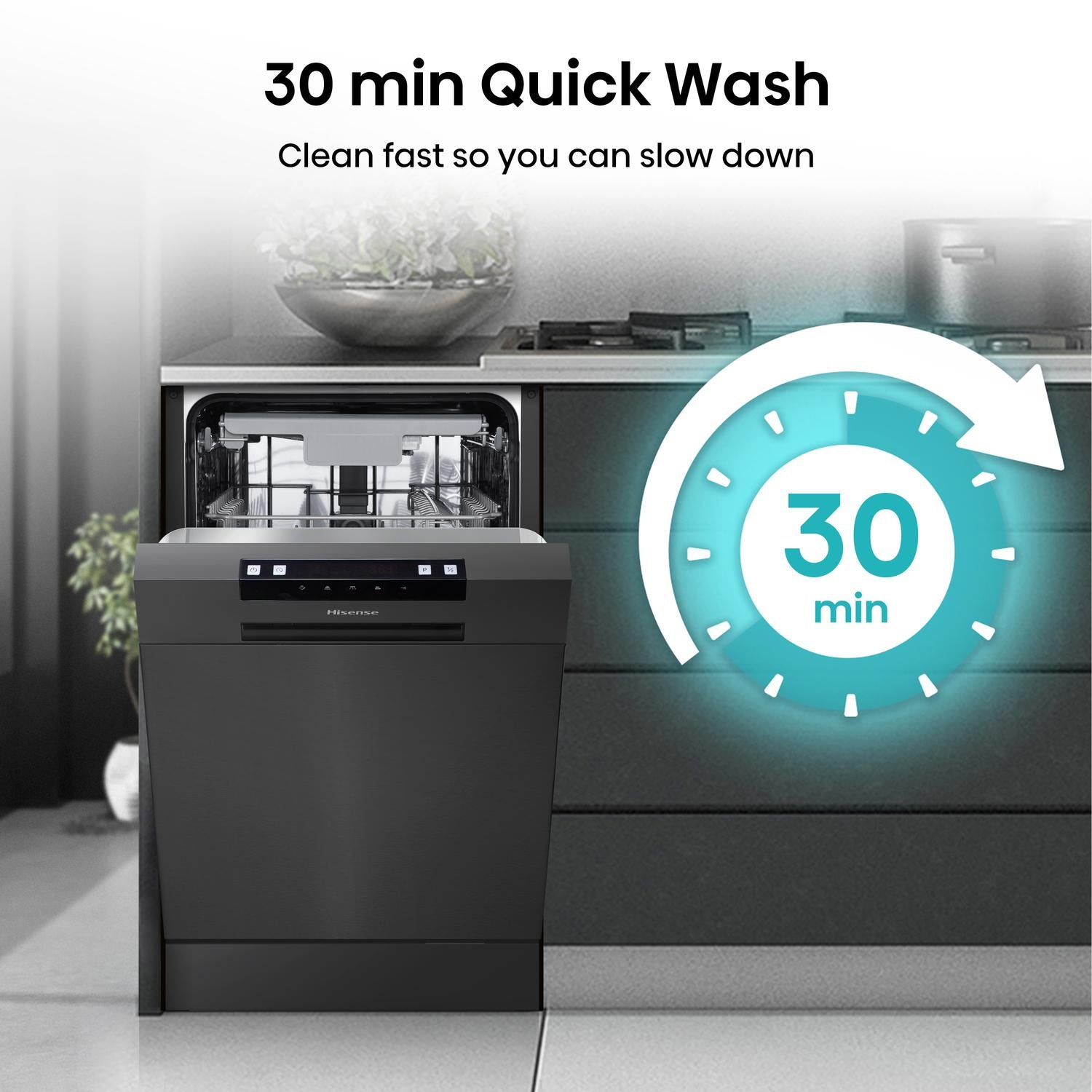 Hisense HS523E15BUK Slimline Dishwasher - Black - 10 Place Settings