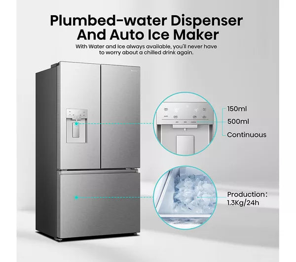 Hisense RF815N4SESE Total No Frost Plumbed American Fridge Freezer - Silver