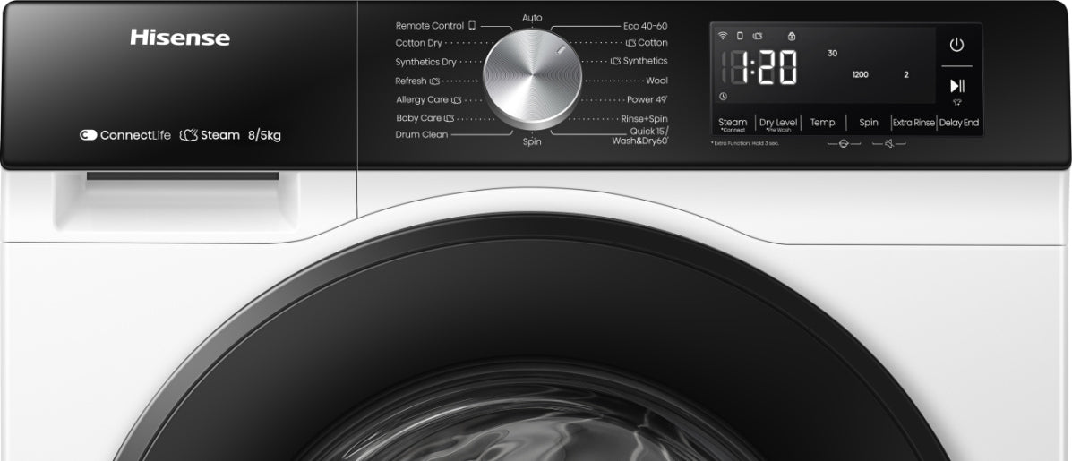 Hisense WD3S8043BW3 WiFi-enabled 8kg/5kg 1400 Spin Washer Dryer - White