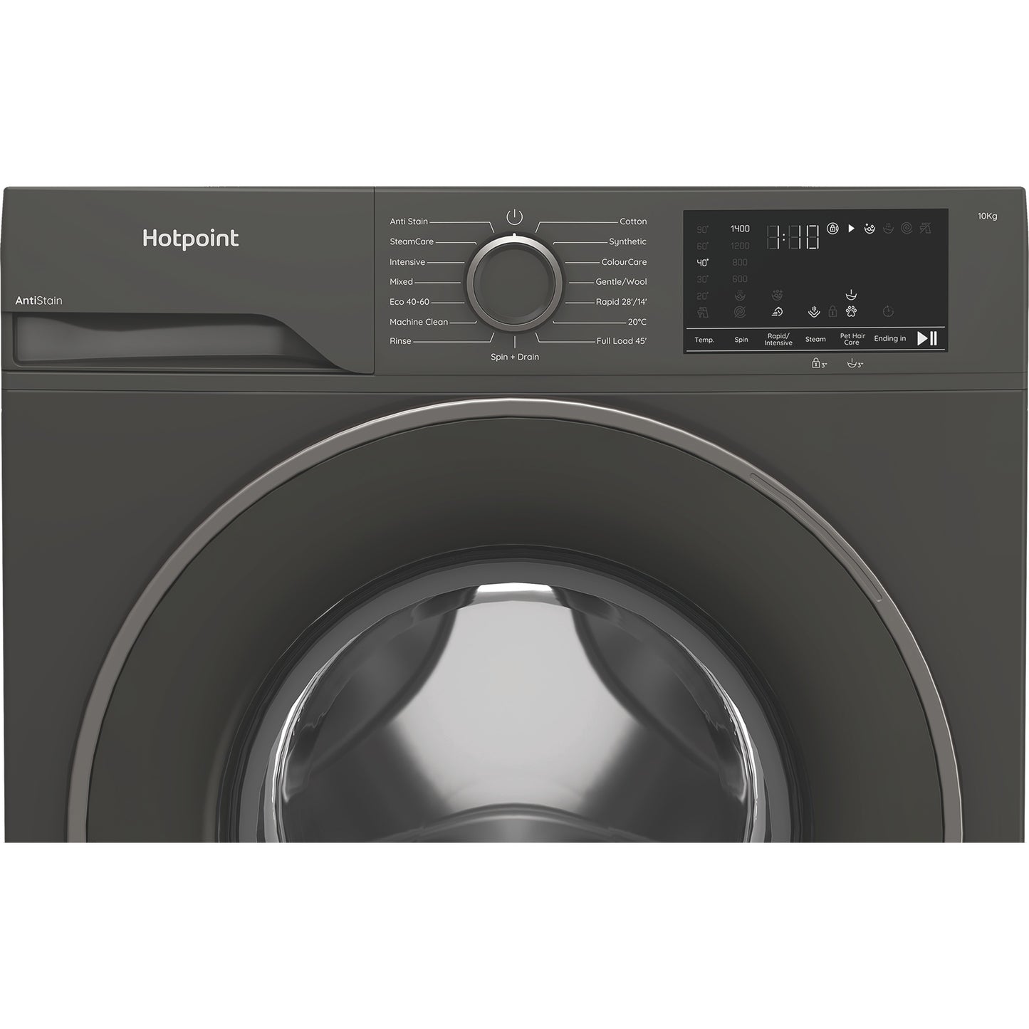 Hotpoint H101GANTISTAIN 10kg 1400 Spin Washing Machine with PetHairCare - Graphite