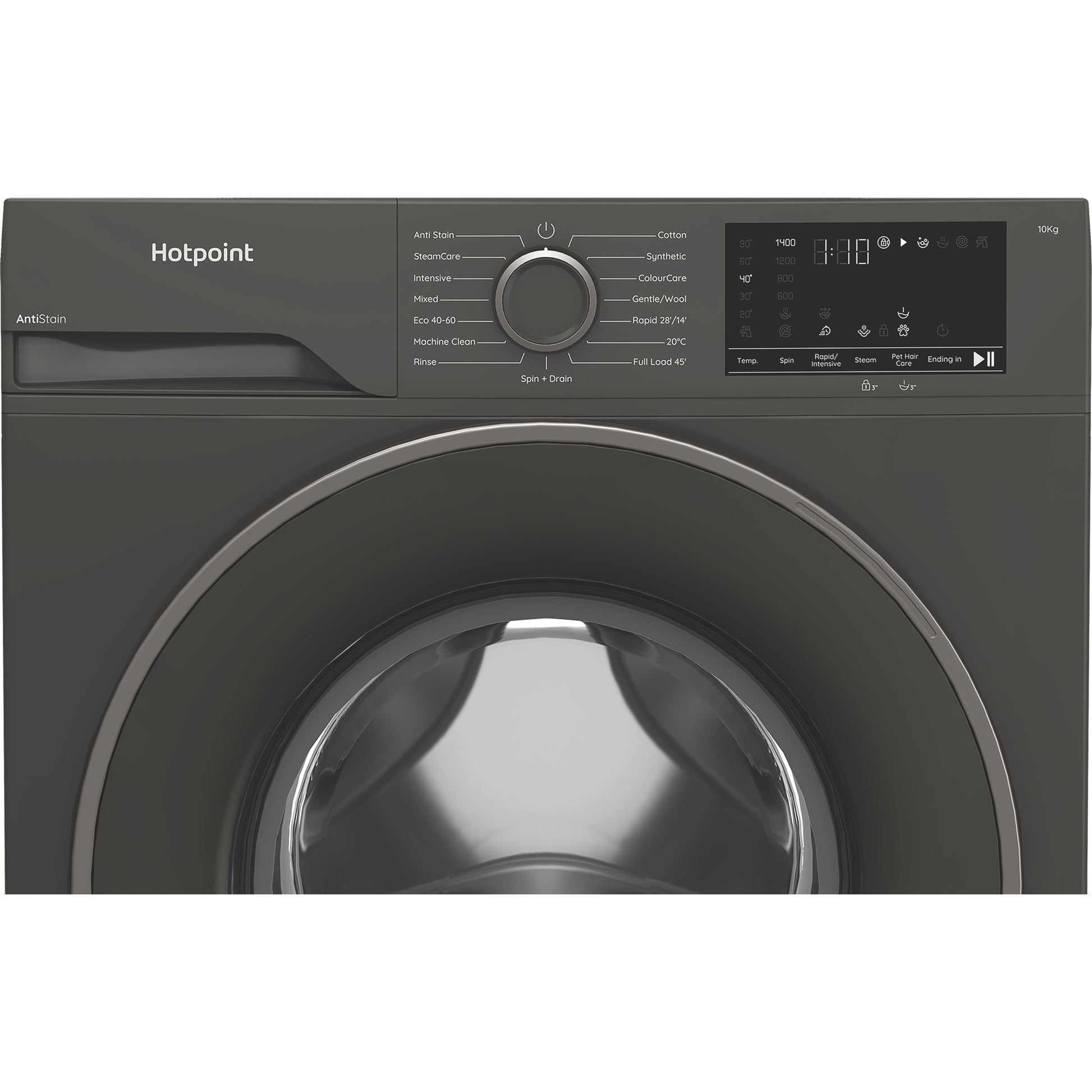 Hotpoint H101GANTISTAIN 10kg 1400 Spin Washing Machine with PetHairCare - Graphite